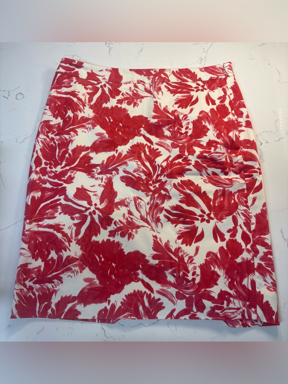 The Limited Red and White Floral Print Pencil Skirt